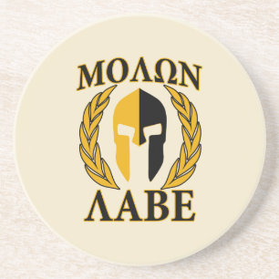 Molon Labe Spartan Mask Laurels Beige Dekoration Untersetzer