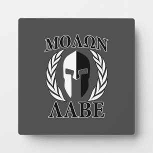 Molon Labe Spartan Mask Laurels Black & White Fotoplatte