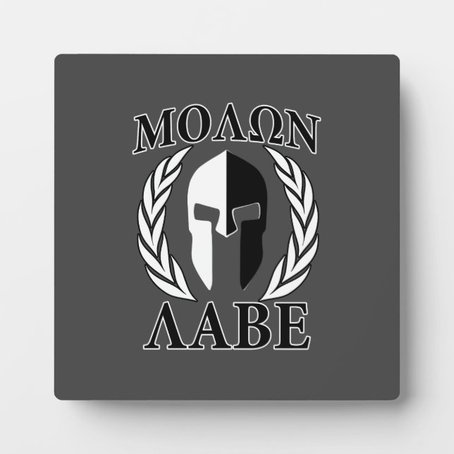 Molon Labe Spartan Mask Laurels Black & White Fotoplatte (Vorderseite)