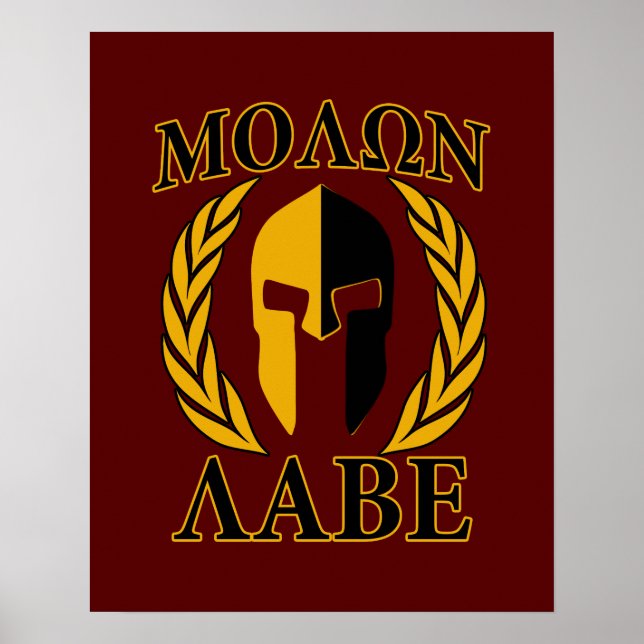 Molon Labe Spartan Mask Laurels Burgundy Poster (Vorne)