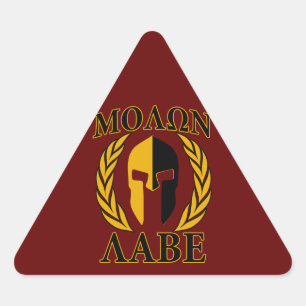 Molon Labe Spartan Mask Laurels Burgundy Red Dreieckiger Aufkleber