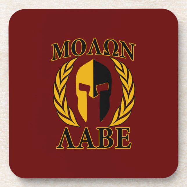 Molon Labe Spartan Mask Laurels Burgundy Red Getränkeuntersetzer (Vorderseite)