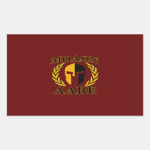 Molon Labe Spartan Mask Laurels Burgundy Red Rechteckiger Aufkleber
