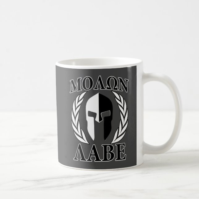 Molon Labe Spartan Mask Laurels Monochrome Kaffeetasse (Rechts)