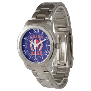 Molon Labe Spartan Mask Laurels Navy Blue Dial Armbanduhr