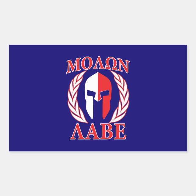 Molon Labe Spartan Mask Laurels Navy Blue Rechteckiger Aufkleber (Vorderseite)