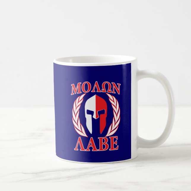 Molon Labe Spartan Mask Laurels Navy Blue Tasse (Rechts)