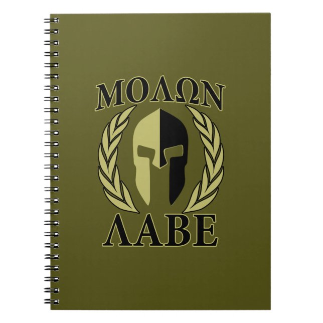 Molon Labe Spartan Mask Laurels Olive Green Notizblock (Vorderseite)