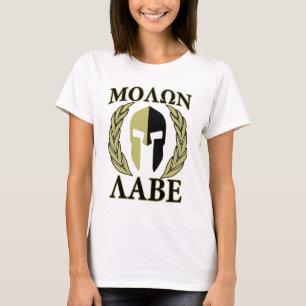 Molon Labe Spartan Mask Laurels Olive Green T-Shirt