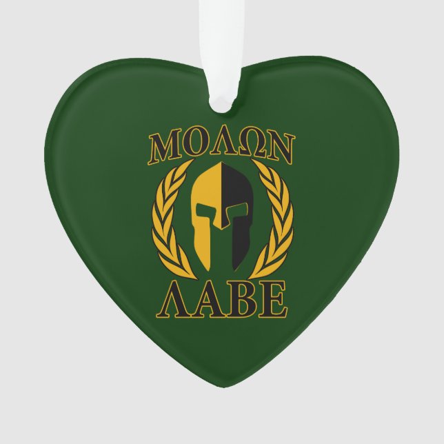 Molon Labe Spartan Mask Laurels über Grün Ornament (Vorderseite)