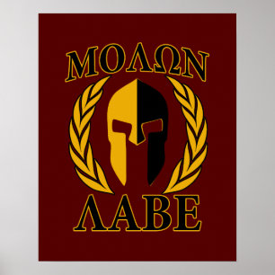Molon Labe Spartan Maske Laurels Burgund Poster