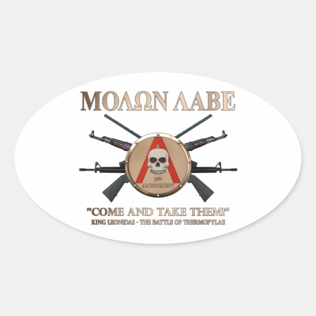 Molon Labe - Spartan Shield Ovaler Aufkleber (Vorderseite)