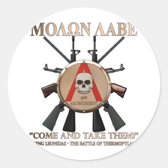 Molon Labe - Spartan Shield Runder Aufkleber (Vorderseite)