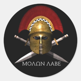 Molon Labe Spartan Skull Runder Aufkleber