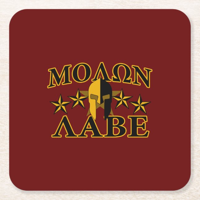 Molon Labe Spartan Warrior 5 Sterne Burgundy Rechteckiger Pappuntersetzer (Vorderseite)