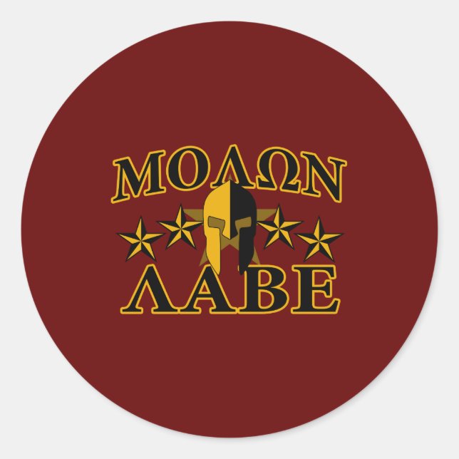 Molon Labe Spartan Warrior 5 Sterne Burgundy Runder Aufkleber (Vorderseite)