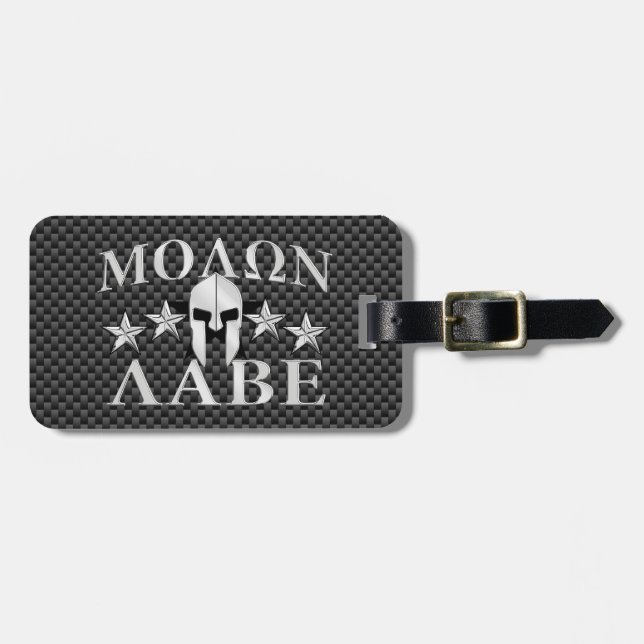 Molon Labe Spartan Warrior 5 Sterne Carbon Gepäckanhänger (Vorderseite horizontal)