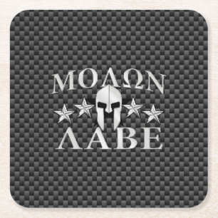 Molon Labe Spartan Warrior 5 Sterne Carbon Rechteckiger Pappuntersetzer