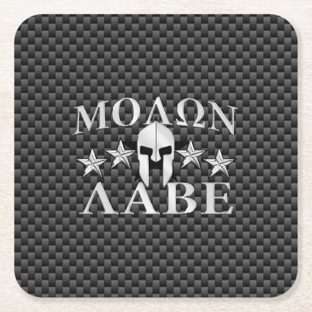 Molon Labe Spartan Warrior 5 Sterne Carbon Rechteckiger Pappuntersetzer (Vorderseite)