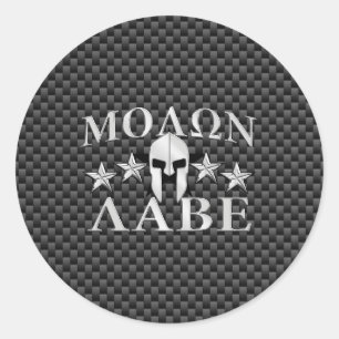 Molon Labe Spartan Warrior 5 Sterne Carbon Runder Aufkleber