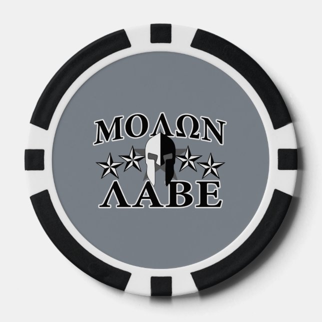 Molon Labe Spartan Warrior 5 Sterne Schwarz-weiß Pokerchips (Vorderseite)
