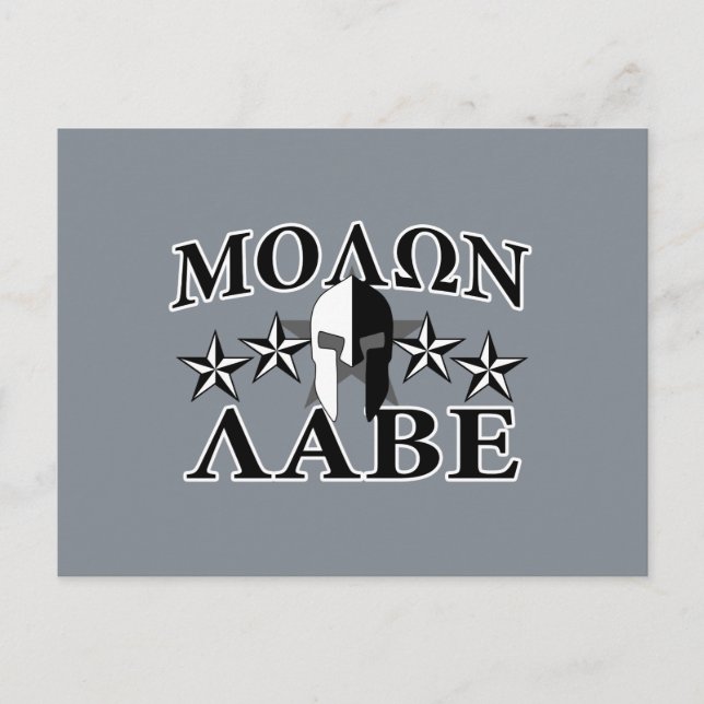 Molon Labe Spartan Warrior 5 Sterne Schwarz-weiß Postkarte (Vorderseite)