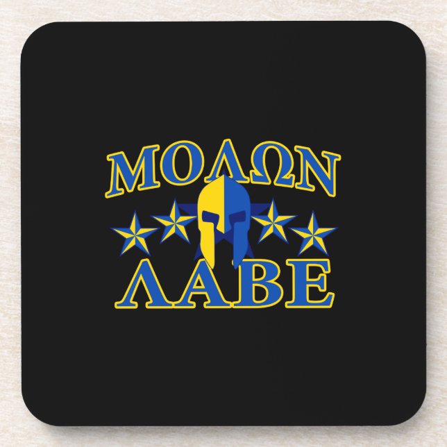 Molon Labe Spartan Warrior 5 Sterne Yellow Blue Getränkeuntersetzer (Vorderseite)