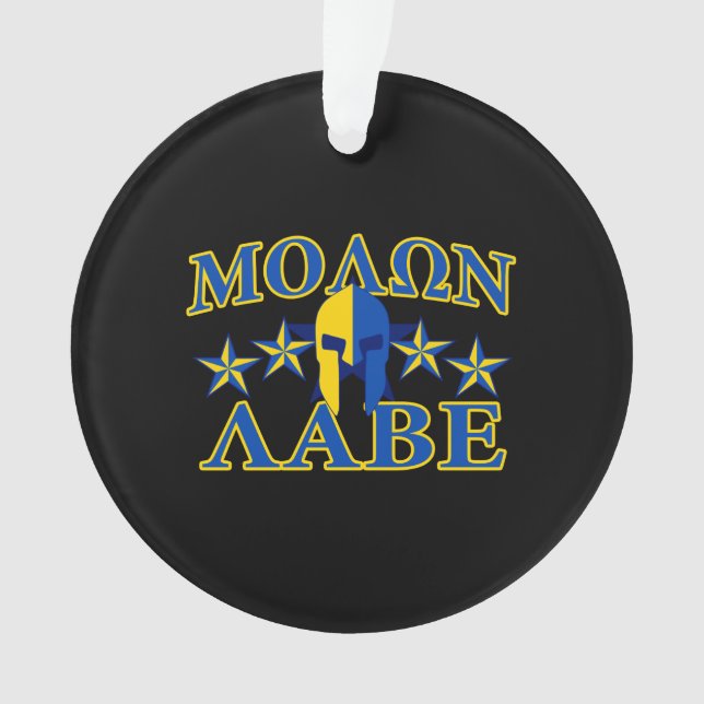 Molon Labe Spartan Warrior 5 Sterne Yellow Blue Ornament (Vorderseite)