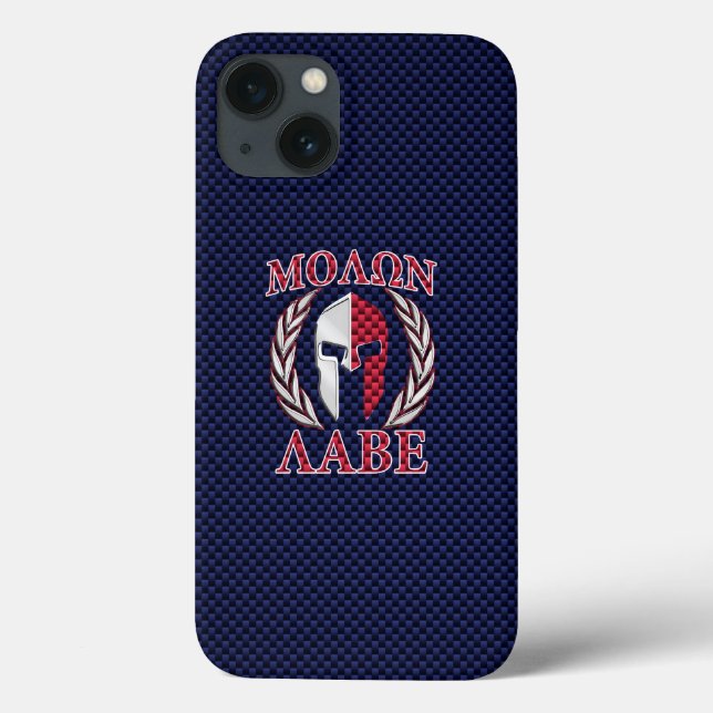 Molon Labe Spartan Warrior Blue Carbon Case-Mate iPhone Hülle (Rückseite)