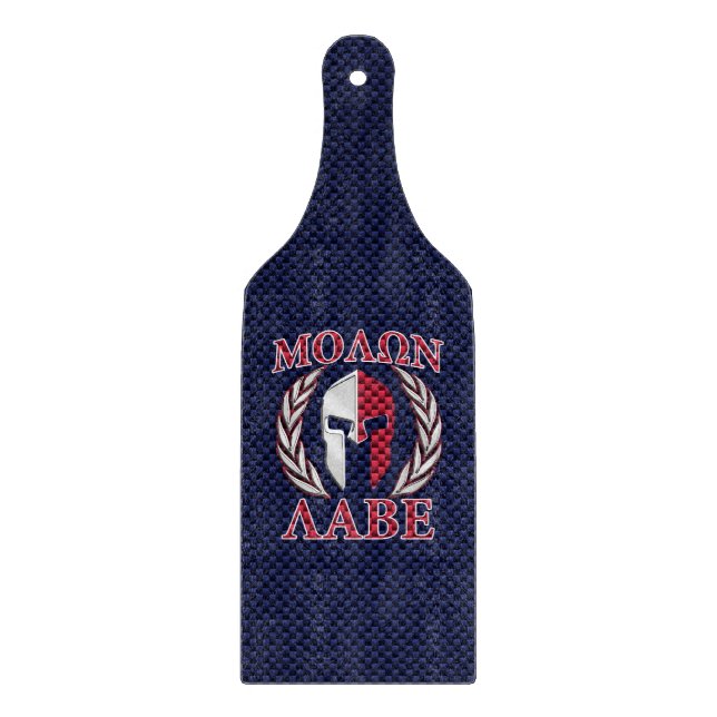 Molon Labe Spartan Warrior Blue Carbon Schneidebrett (Vorderseite)
