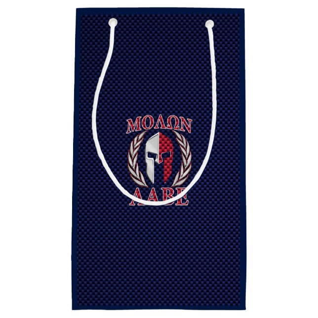 Molon Labe Spartan Warrior Carbon Fibre Chrome Kleine Geschenktüte (Vorderseite)