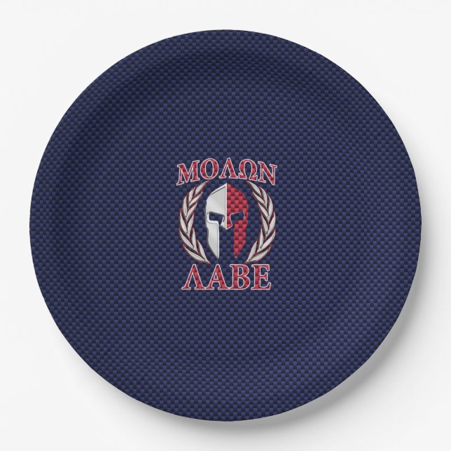 Molon Labe Spartan Warrior Carbon Fibre Chrome Pappteller (Vorderseite)