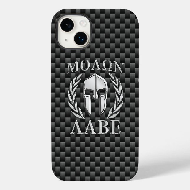 Molon Labe Spartan Warrior Carbon Fibre Print auf  Case-Mate iPhone Hülle (Rückseite)