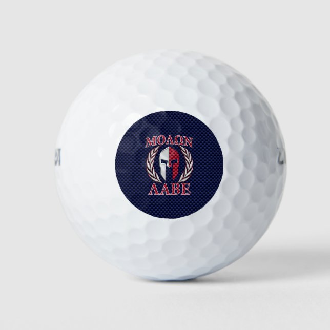 Molon Labe Spartan Warrior Carbon Fibre Print Golfball (Vorderseite)