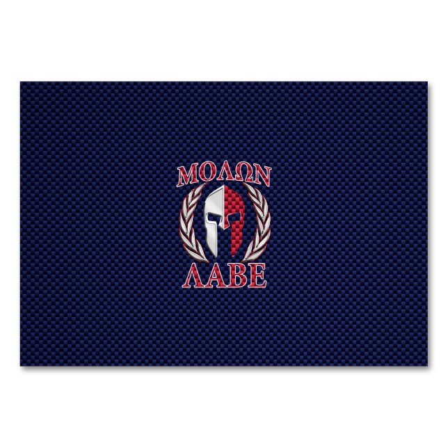 Molon Labe Spartan Warrior Carbon Fibre Print Tischnummer (Vorderseite)