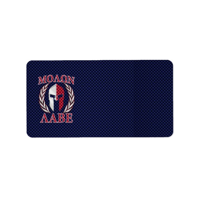 Molon Labe Spartan Warrior Carbon Fibre Style Adressaufkleber (Vorne)