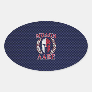 Molon Labe Spartan Warrior Carbon Fibre Style Ovaler Aufkleber