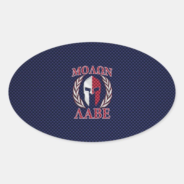 Molon Labe Spartan Warrior Carbon Fibre Style Ovaler Aufkleber (Vorderseite)