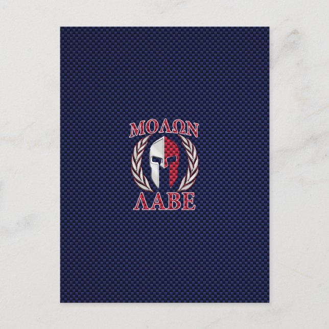 Molon Labe Spartan Warrior Carbon Fibre Style Postkarte (Vorderseite)