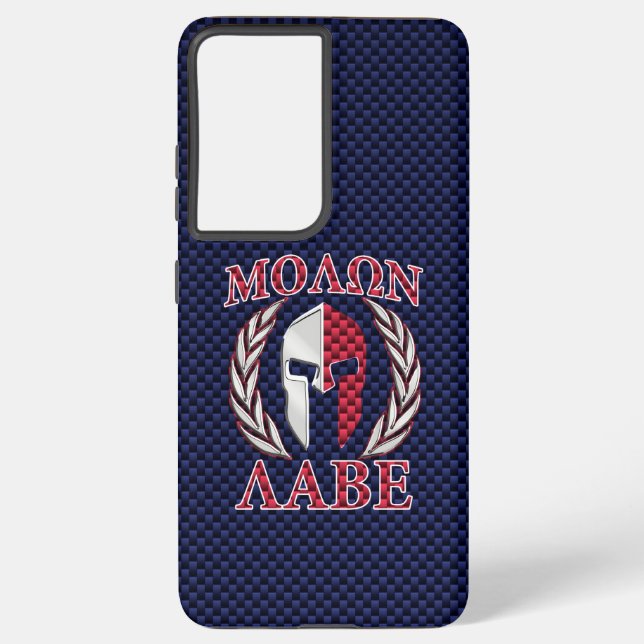Molon Labe Spartan Warrior Carbon Fibre Style Samsung Galaxy Hülle (Rückseite)
