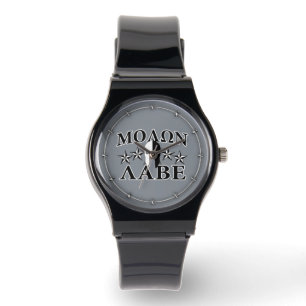 Molon Labe Spartan Warrior Helmet 5 Sterne B&W Armbanduhr