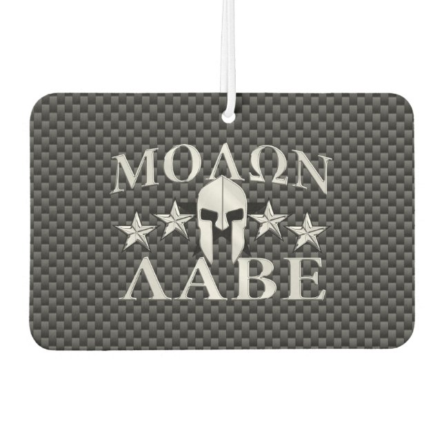 Molon Labe Spartan Warrior Helmet 5 Sterne Carbon Autolufterfrischer (Vorderseite)