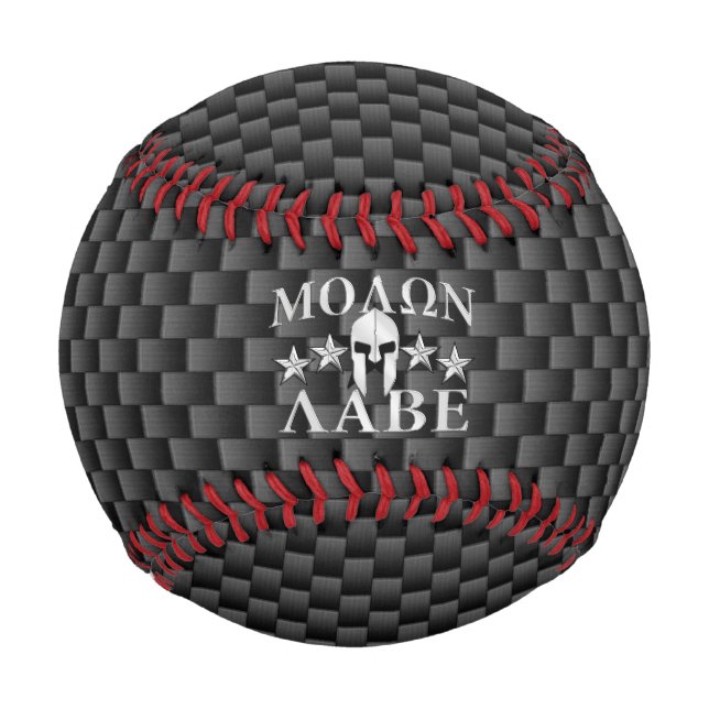 Molon Labe Spartan Warrior Helmet 5 Sterne Carbon Baseball (Vorderseite)