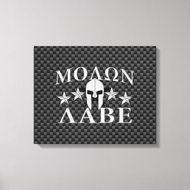 Molon Labe Spartan Warrior Helmet 5 Sterne Carbon Leinwanddruck (Vorderseite)
