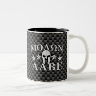 Molon Labe Spartan Warrior Helmet 5 Sterne Carbon Zweifarbige Tasse
