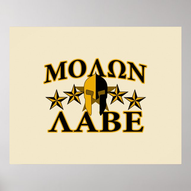 Molon Labe Spartan Warrior Helmet 5 Sterne Golden Poster (Vorne)