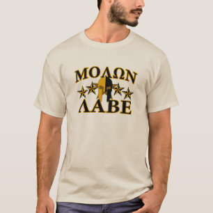 Molon Labe Spartan Warrior Helmet 5 Sterne Golden T-Shirt