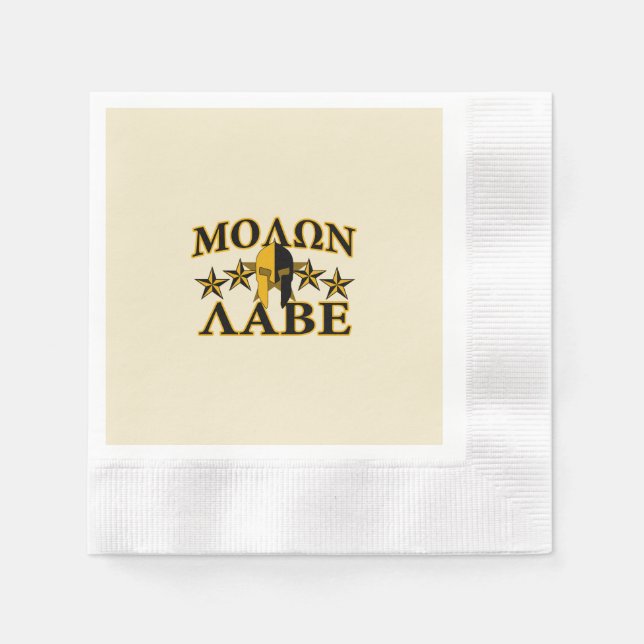 Molon Labe Spartan Warrior Helmet Goldenes Dekor Serviette (Vorderseite)