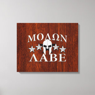 Molon Labe Spartan Warrior Helmet Mahogany Leinwanddruck