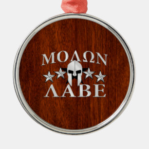 Molon Labe Spartan Warrior Helmet Mahogany Ornament Aus Metall